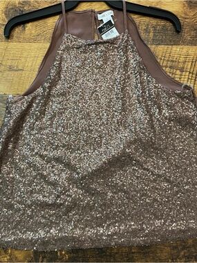 Rue21 Clover + Scout Brown Sequin Halter Camisole